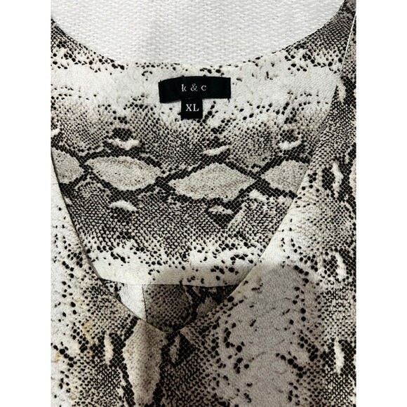 K&C Womens Grey Snakeskin Print V-Neck  Blouse with 3/4 Sleeves Size XL - Picture 9 of 12